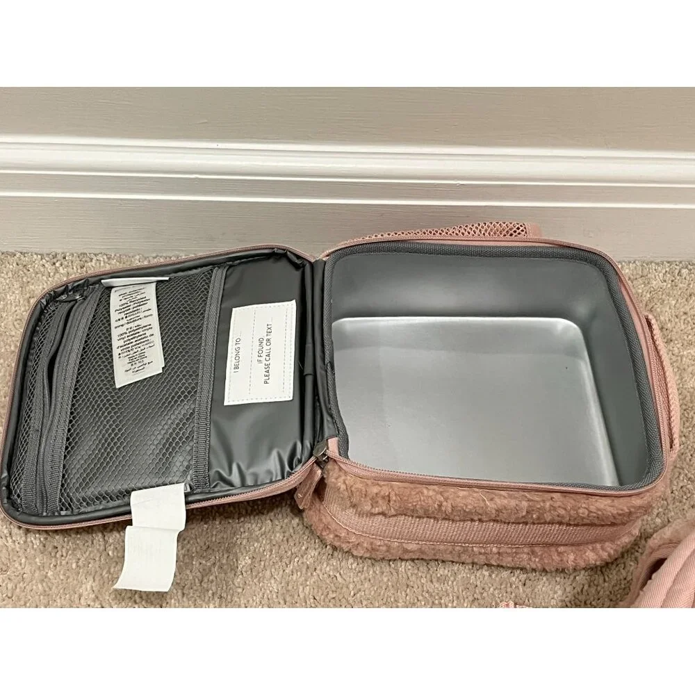 NWOT Pottery Barn Kids Mackenzie Blush Pink Sherpa‎ Small Backpack & Lunch Box